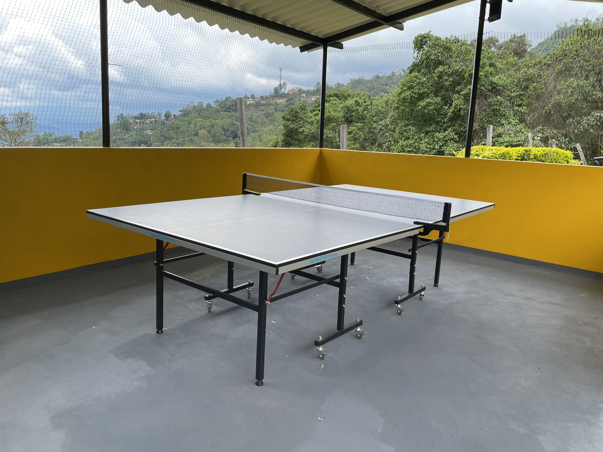 Mesa de ping pong en área recreativa